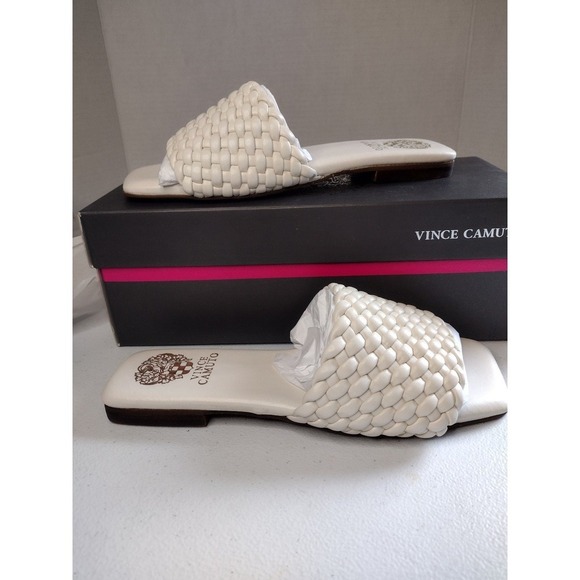 Vince Camuto Shoes - Vince Camuto Arissa Creamy White Woven Slides‎ Sandals Women 7
